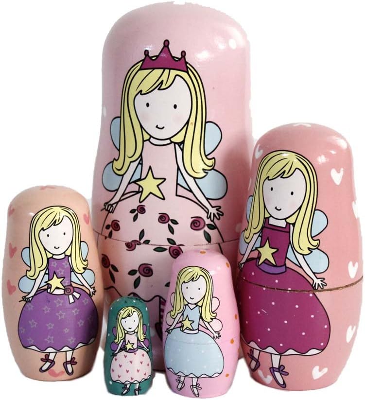 Oostifun Gobus Wooden Nesting Doll Russian Nesting Dolls Sets for Home Office Decoration Children Gifts (Pink Angels)