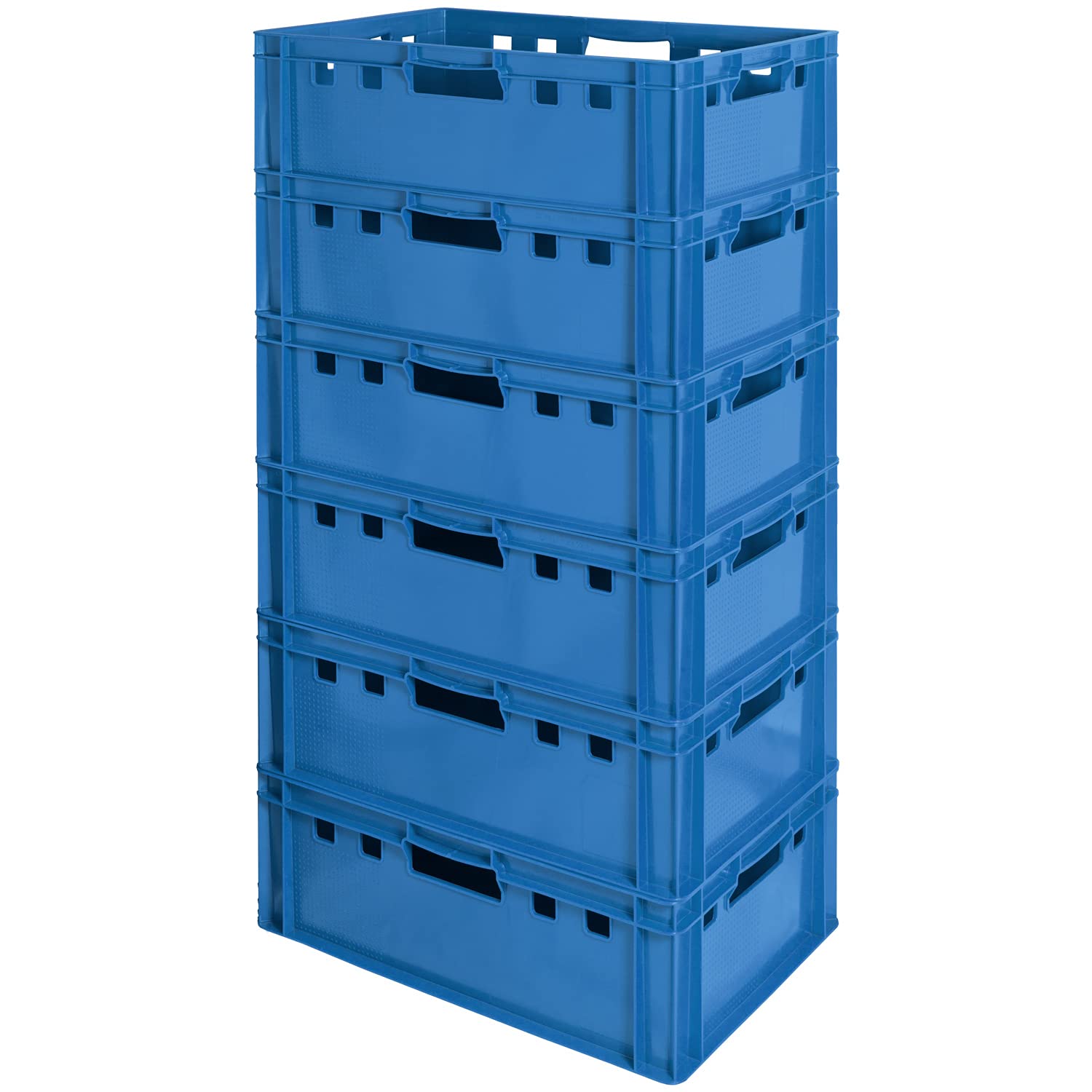 6x Euro Apilamiento de Plástico Caja Industrial Euro Caja Almacenamiento Eurobox E2 Azul Kingpower