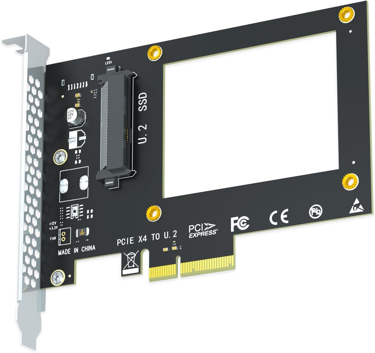 GLOTRENDS U.2 to PCIe 4.0 X4 Adapter for 2.5 Inch U.2 SSD, PCIe 4.0 X4 Full Speed