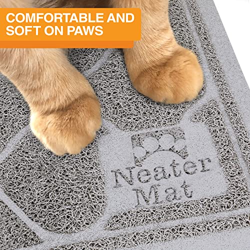 Neater Pets Neater Mat Litter Trapping Mat, Thick & Durable Material Catches Mess From Kitty Litter Box To Protect Floors, Soft On Cats Paws, Anti-Skid Backing, Easy To Clean, Grey, 20" X 30" #TOP3