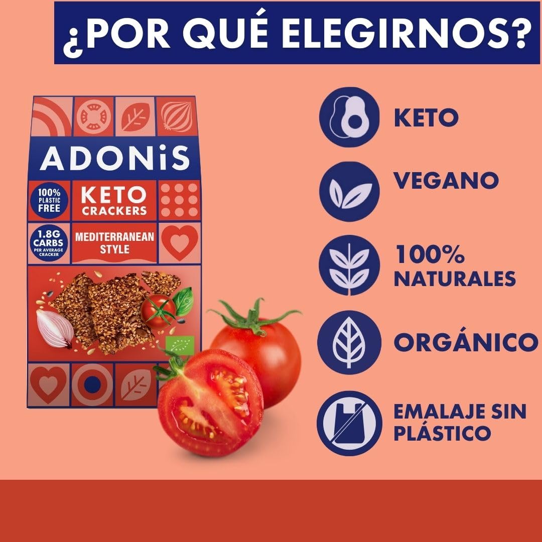 Adonis Cracker Proteici Keto al Pepe Nero & Sale Marino (Confezione da 10 x 60g) | Vegano & Keto Friendly | 100% Naturale | Senza Glutine