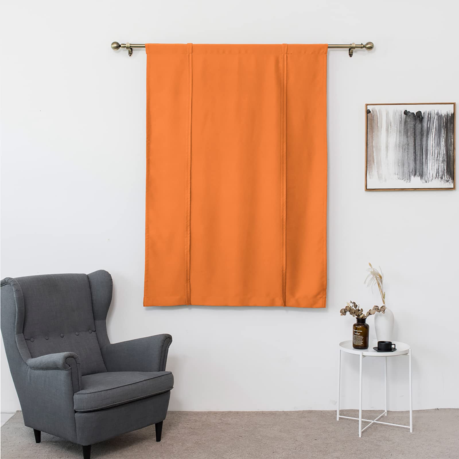 CHUOZI Curtains for Orange Flower Tulle Sheer Voile Tier Window Treatments Roman and Drapes for Kitchen Bathroom Bedroom Café 1pcs,100 x 140cm