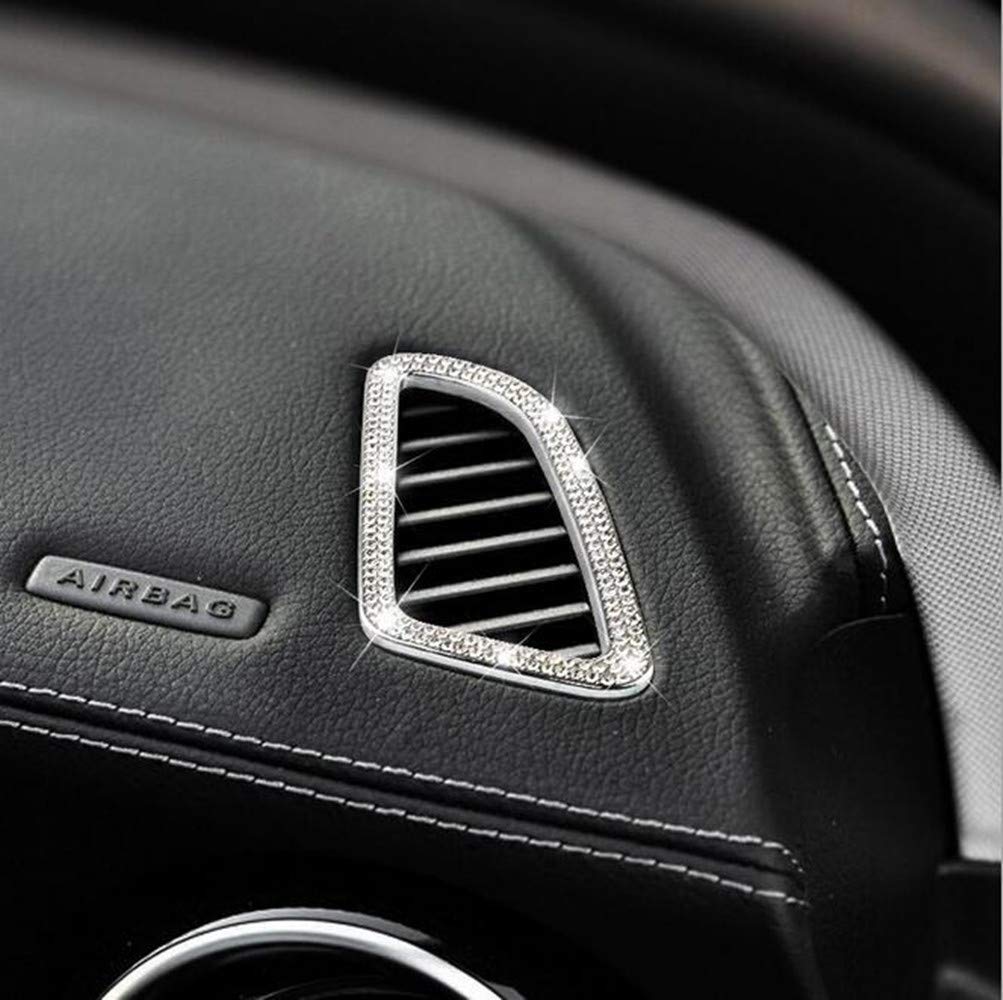 YUWATON Car Bling Interior Vent Accessories compatible with Mercedes Benz W205 C300 GLC300 V253 2015-2021 Air Conditioner Outlet Crystal Rhinestone Decals (Fit for C class GLC 2015-2021)