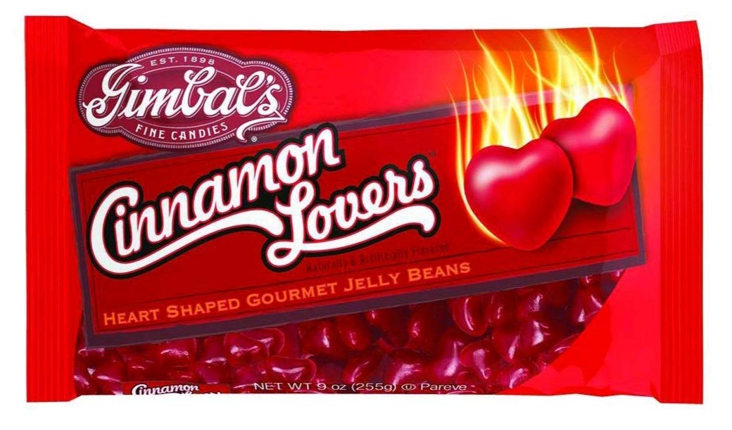 Gimbals Cinnamon Lovers Heart Shaped Candy Jelly Beans - Gluten Free Valentines Day Candy - 9 oz per Bag - Choose a 3, 4, or 6 Pack (6 Pack)