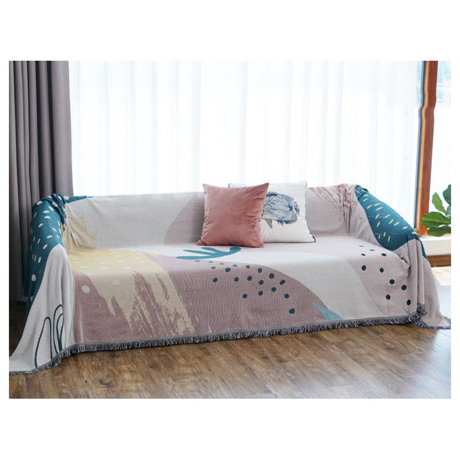 KUOSHAOYE Sofa Covers Chair Slipcovers Sofa Throw Blanket with Fringe Decorative Boho Knitted Throw Travel Blanket Nap Throw for Armchair, Couch and Bed(Size:230 * 340cm/91 * 134in,Color:style 4)