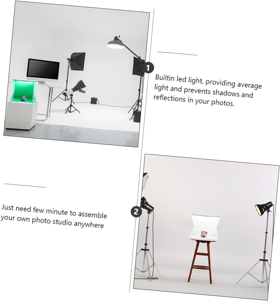 Alipis 40cm Portable Photography Lightbox Tent with Adjustable LED Lighting, Dual Light Bars, 6-Color Backdrops, Mini Photo Studio Cube for Product Photography and Shooting
