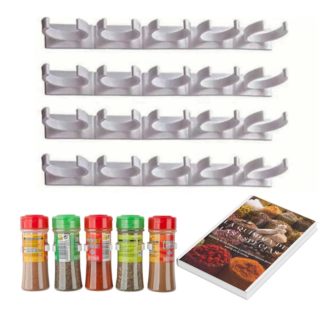 Especieros para cocina, Organizador especieros para pared, Soporte de botes de especias para estanteria, Organizador armarios y cajon, Codimentero para 20 botes