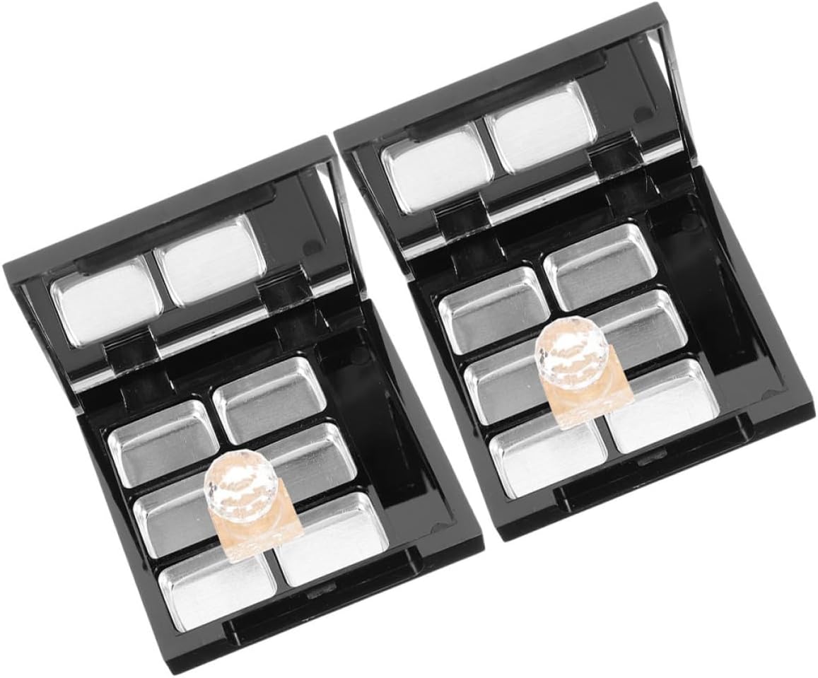 VICASKY 2 Sets Empty Eyeshadow Palette Refillable Cosmetic Storage Case for Diy Lipsticks Eyeshadow Holder with Brush Slot Portable Makeup Organizer Tray for Travel and Daily Use