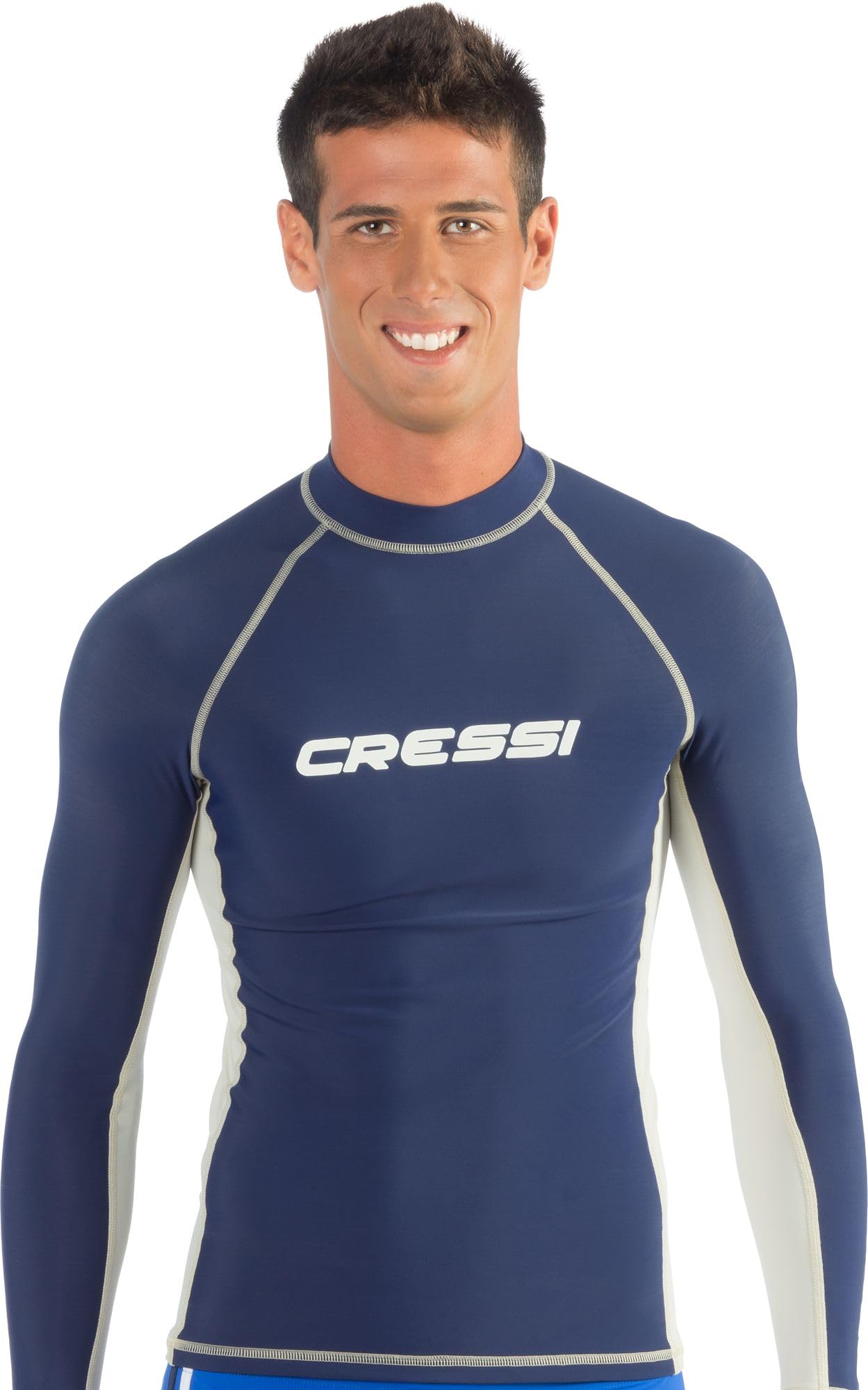 Cressi Rash Man, Guard Maniche Lunghe, Uomo, Maglia Protettiva in Speciale Tessuto Elastico, Protezione Solare UV (UPF) 50, Royal Blu/​Bianco, S/​2 (48)