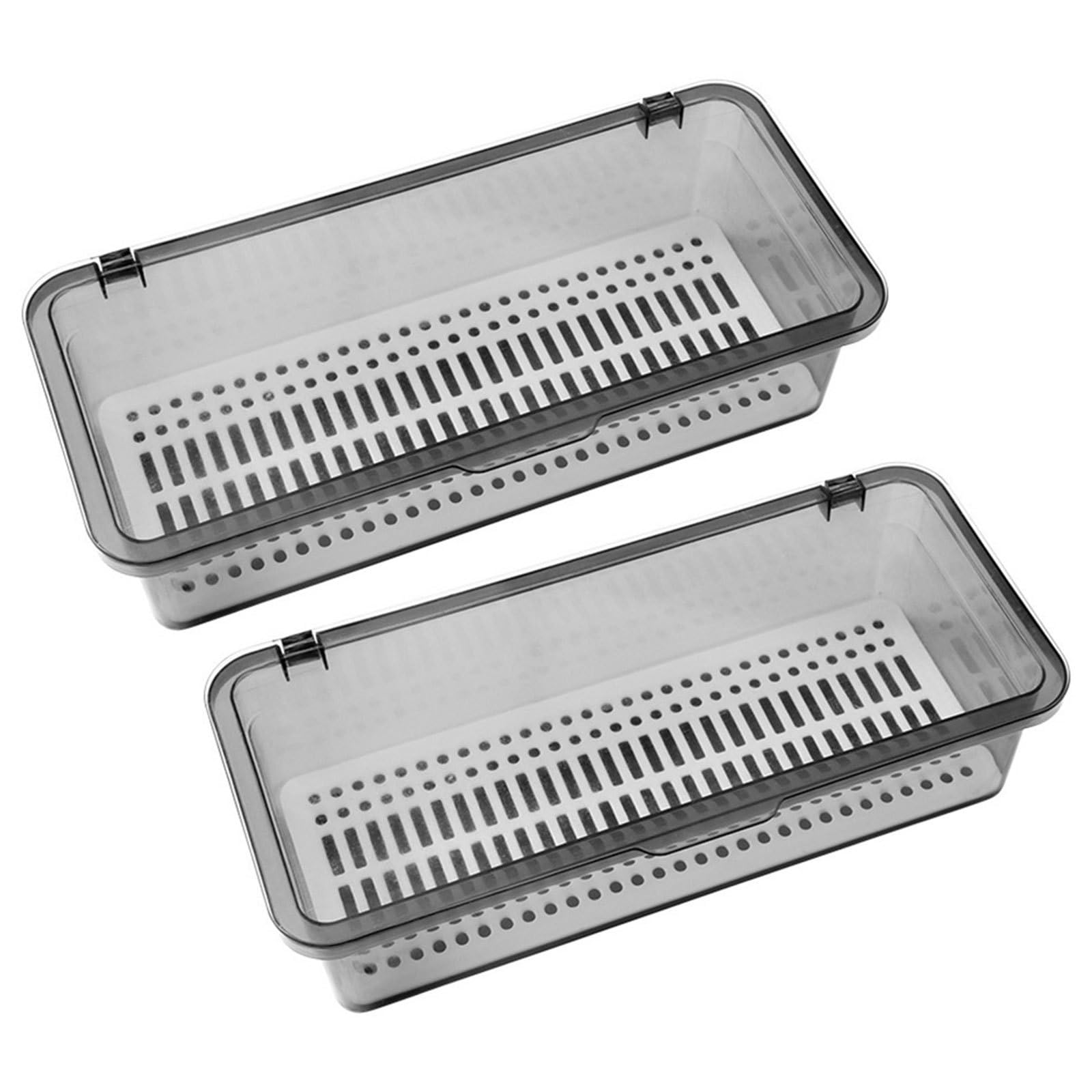Garneck 2 Stück Besteckkasten Pp Kunststoff mit Abtropfschale Rechteckig Küchenaufbewahrung Essstäbchenhalter Organizer Schubladenhalter Haushalt