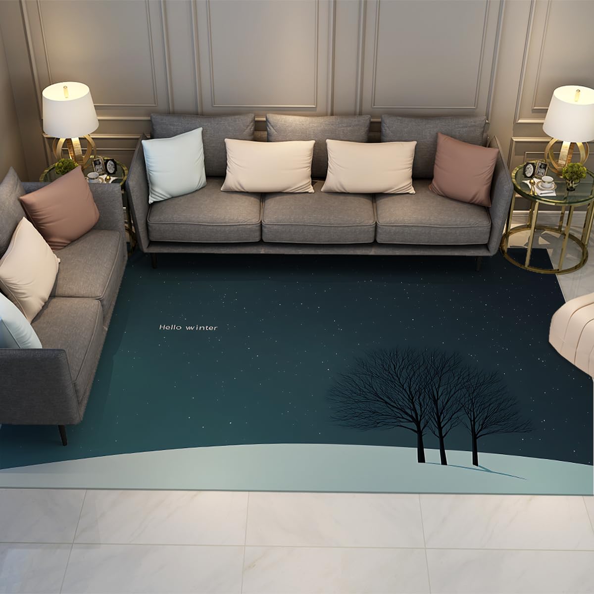 Tapis ultra doux qui ne glisse pas grand format pour sol froid