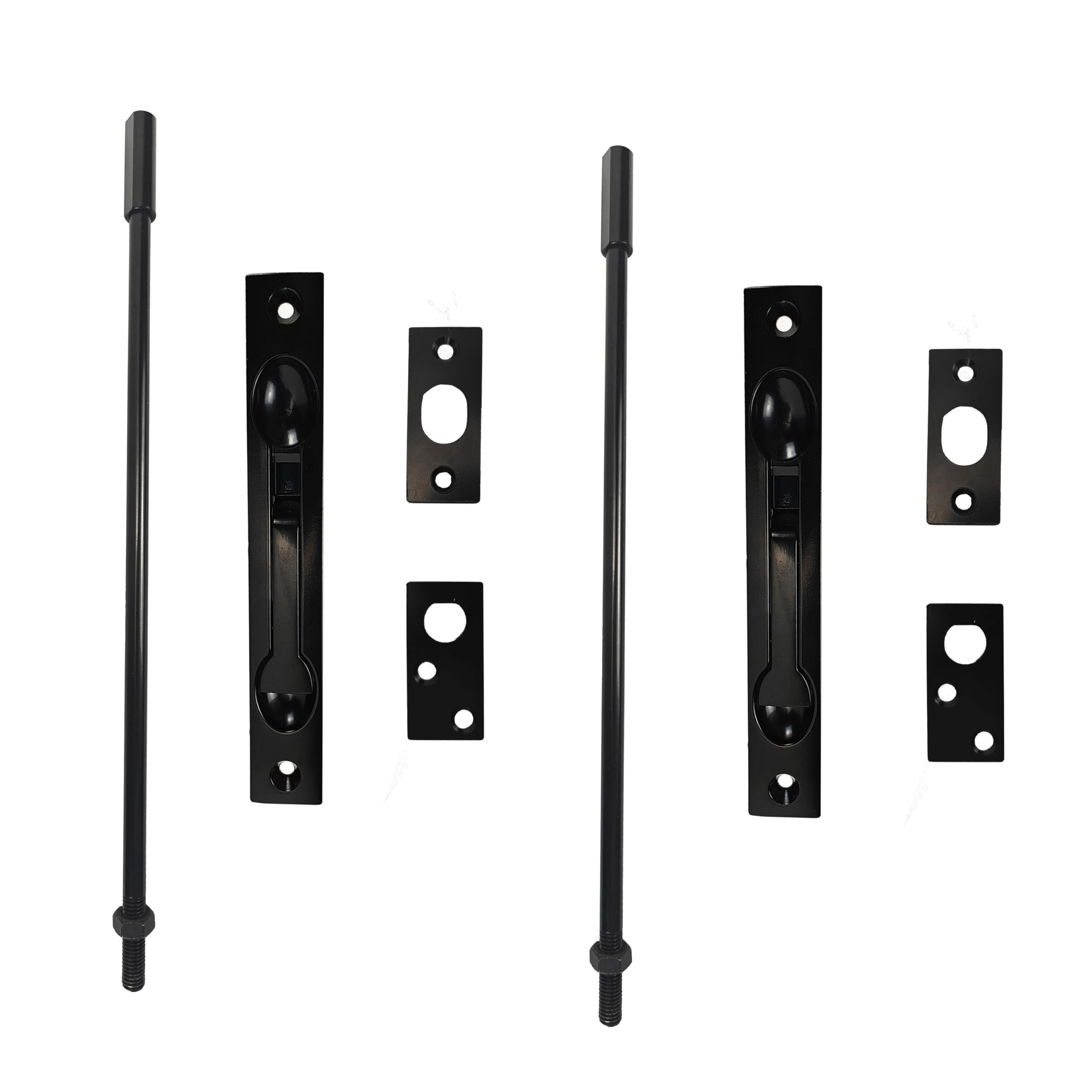 Solid Zinc Alloy Extension Flush Bolt with Rod 12"-Satin Black-Pack of 2