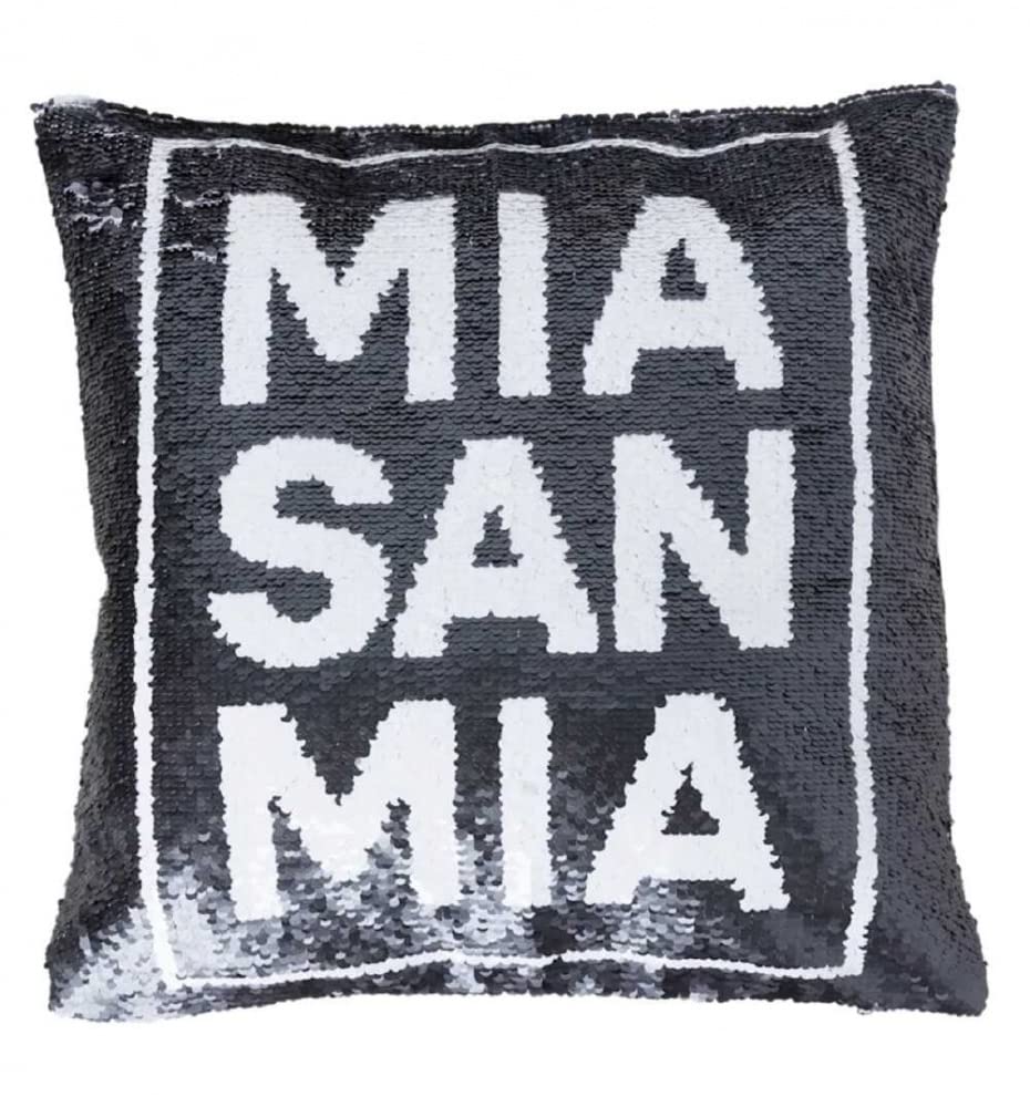 FC Bayern München Pailletten Wendekissen schwarz Mia San Mia Kissen Dekokissen FCB