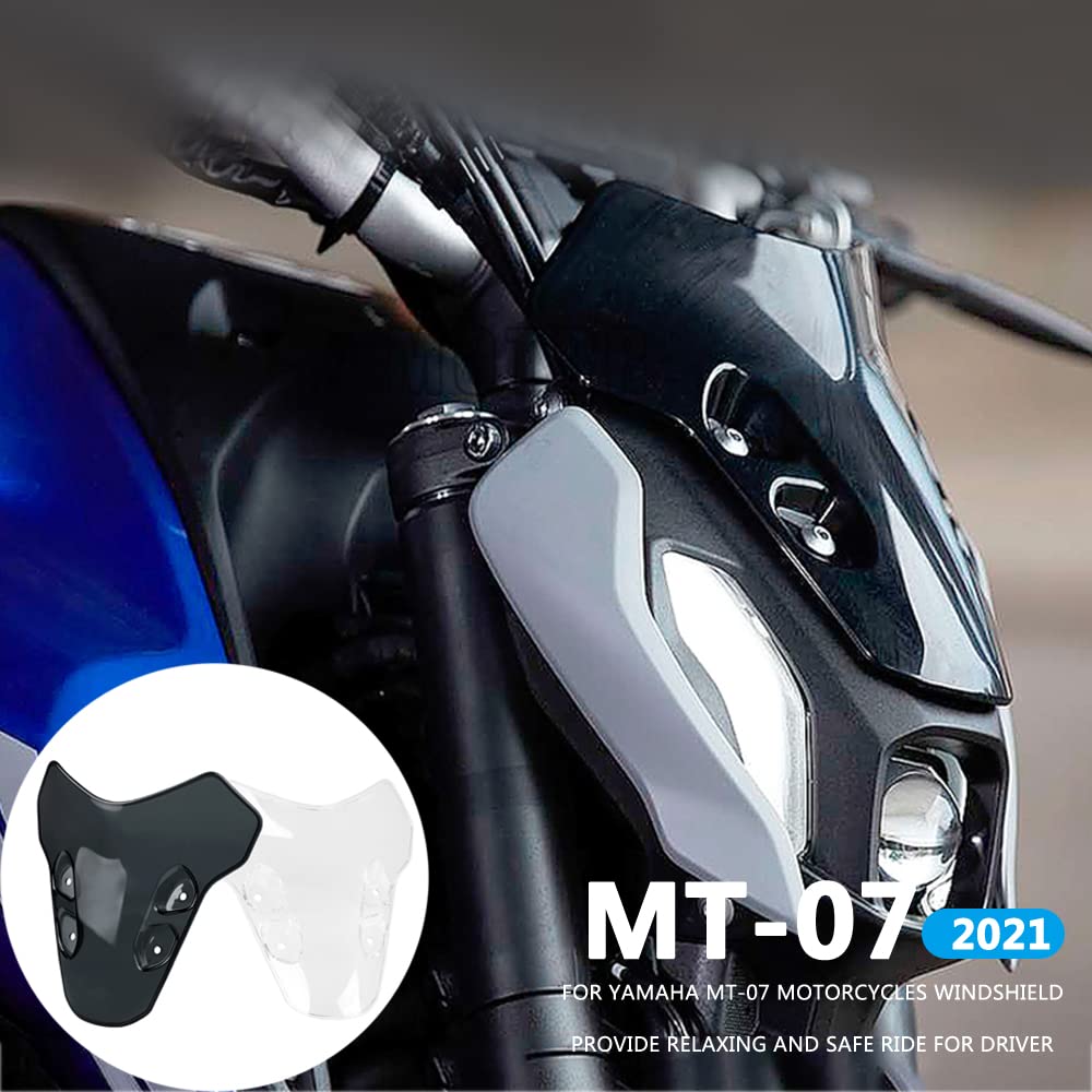 Parabrezza e deflettori per moto, per MT-07 MT 07 2021 (Nero)