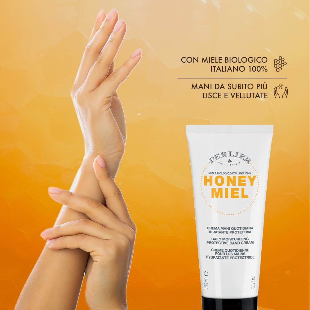 Perlier Honey Miel Protective Hand Cream whit Nourishing Barrier 100 ml, 3.3 Fl Oz made in Italy [italian import]