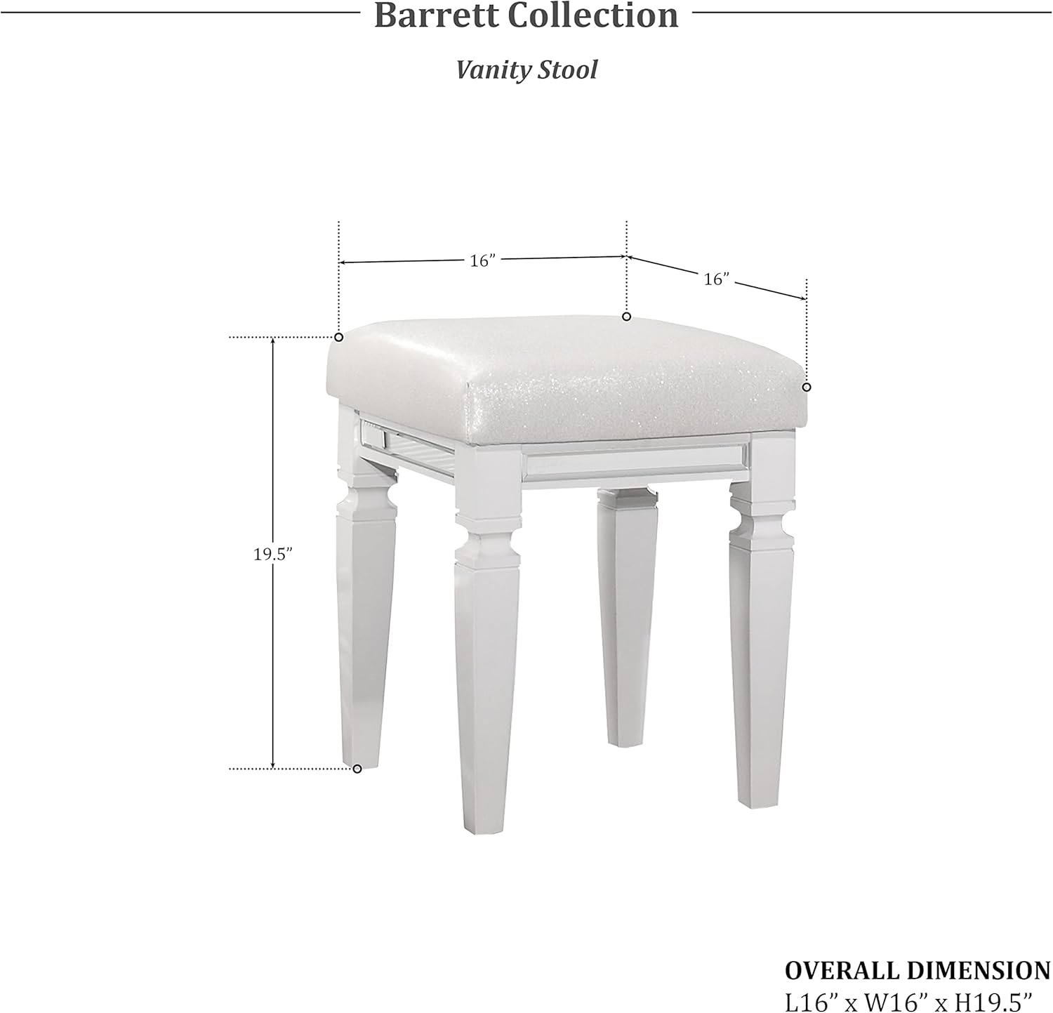 Lexicon Barrett Vanity Stool, White