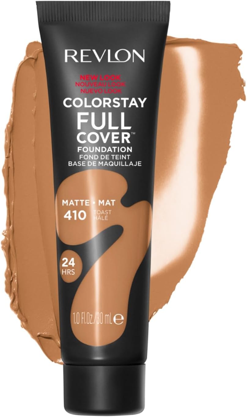 Revlon ColorStay Full Cover Longwear Matte Foundation, Heat & Sweat Resistant Lightweight Face Makeup, Toast (410), 30ml