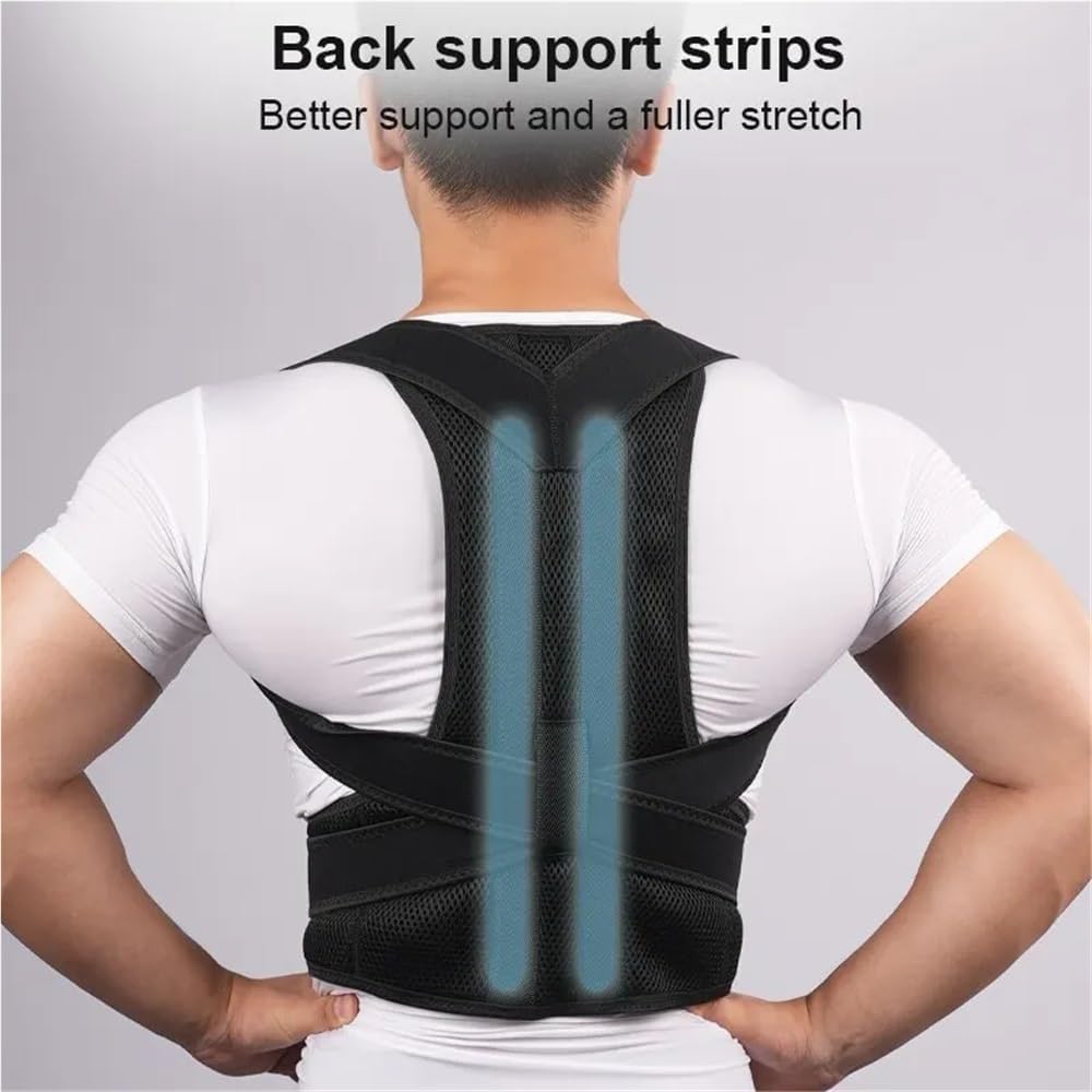 Plus Size XS-5XL Comfort Posture Corrector Back Brace Women Men Lumbar Support Belt Student Teenagers Scoliosis Hunchback Correction Decompression Neck Shoulders(Medium)
