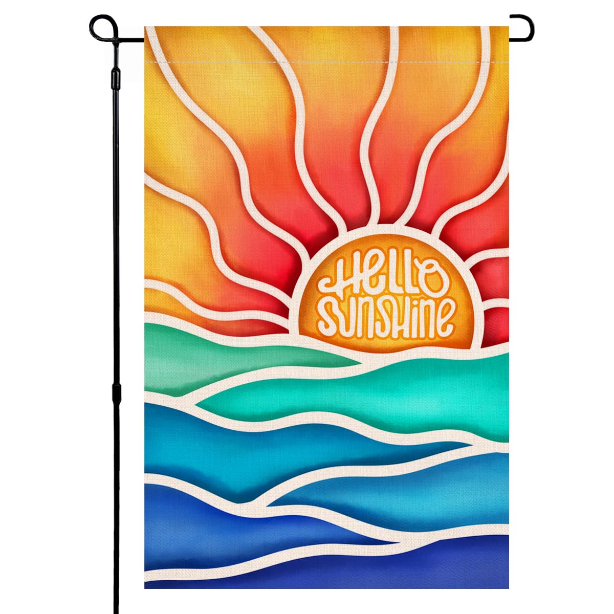 BLKWHT Hello Sunshine Summer Garden Flag 12x18 Vertical Double Sided Sea Welcome Spring Farmhouse Holiday Outside Decorations Burlap Yard Flag BW648