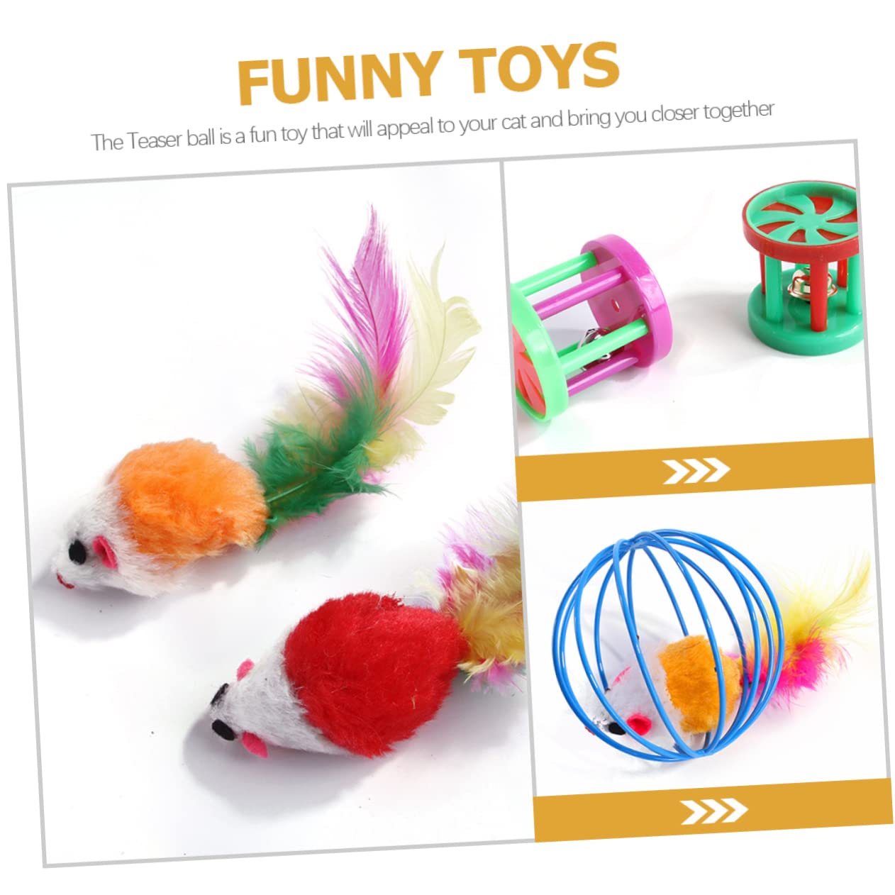 VANZACK 48 Piezas Campana Gato de Juguete Juguetes de gatera para Gatos Juguete Interactivo para Gatos Gato Jugando a la Pelota Gatito burlas Juguetes Mascota Necesidad