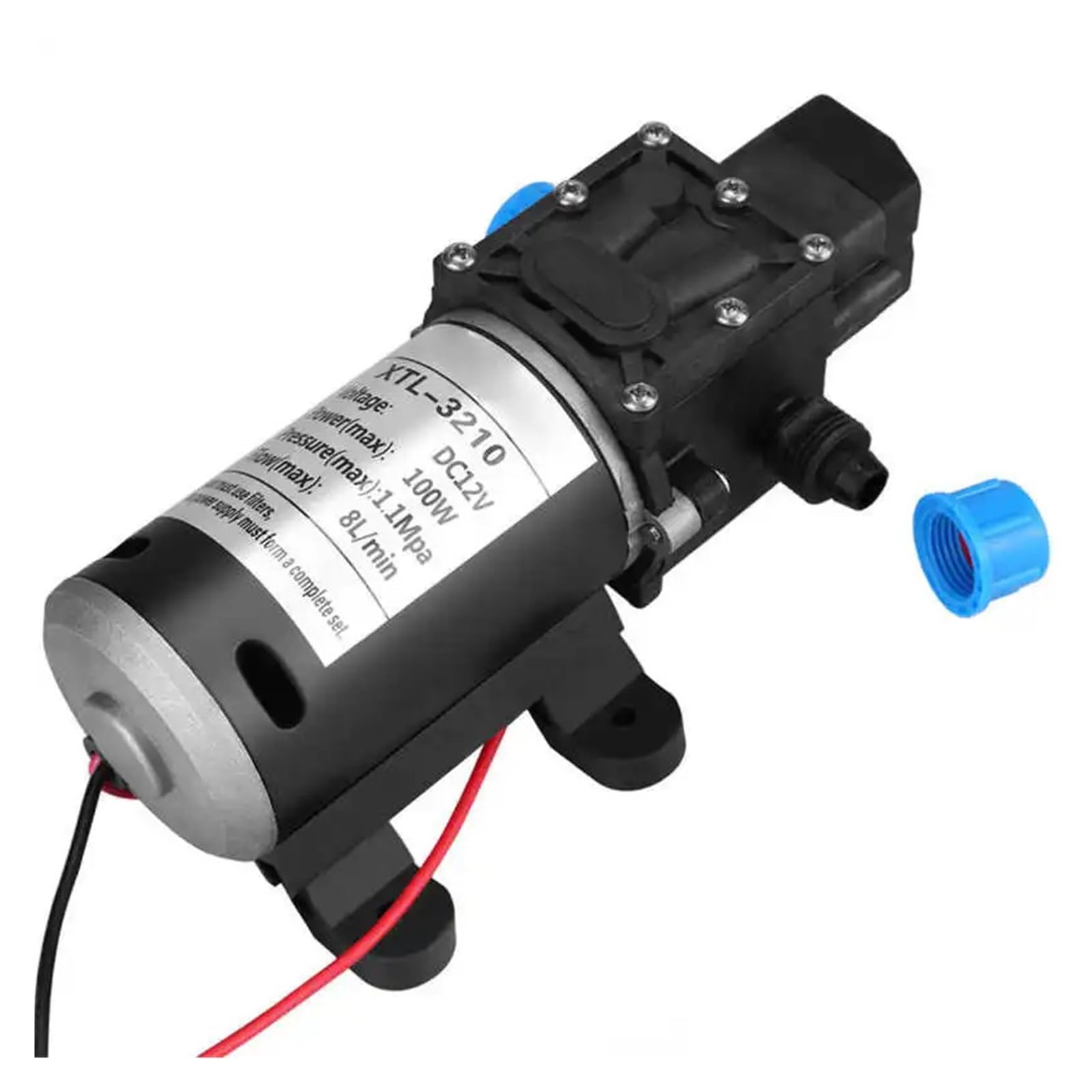 CUDTAPI High Pressure Diaphragm Pump, 12V 100W Water 8L/Min 160Psi Self Priming Car Wash
