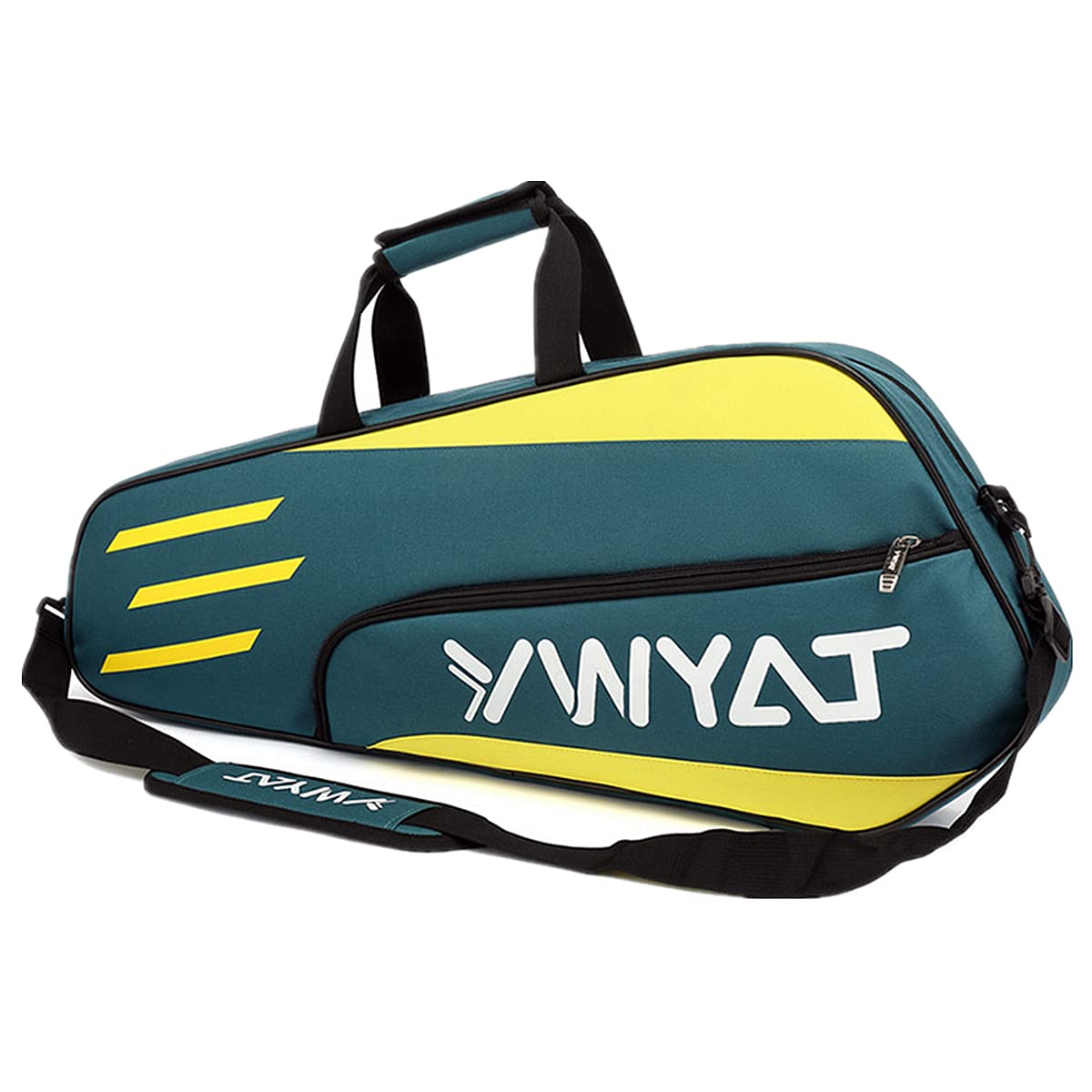 UNISTRENGH 3 Racket Tennis Bag with Adjustable&Detachable Shoulder Strap, Super Roomy Lightweight Waterproof Racquet Bag for Tennis, Badminton (Bluish yellow)