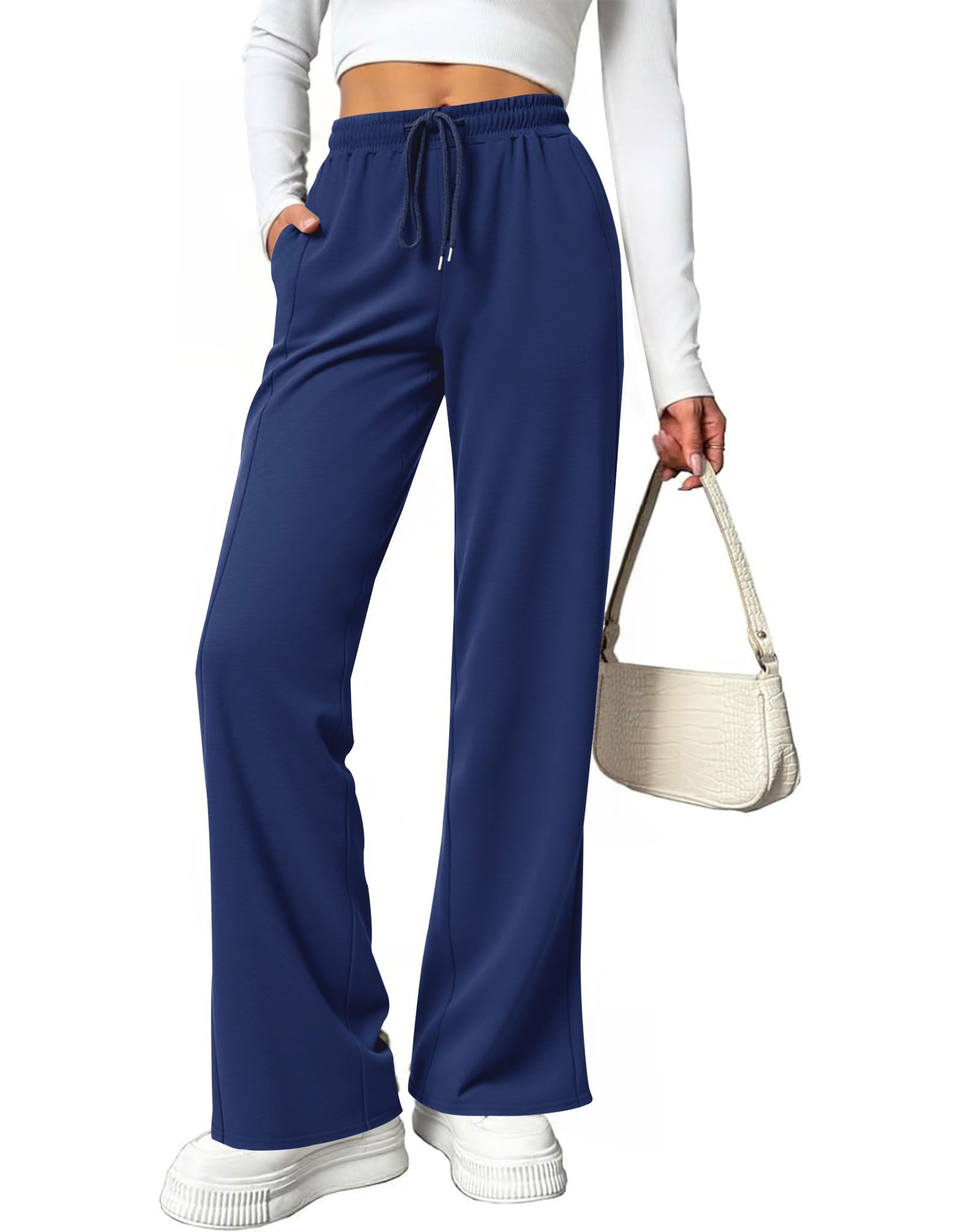 Totatuit Jogginghose Damen Lang Baggy Sporthose Weite Bein Hosen Lockere Sweatpants Traininghose Elastisch Freizeithose mit Taschen S-XXL