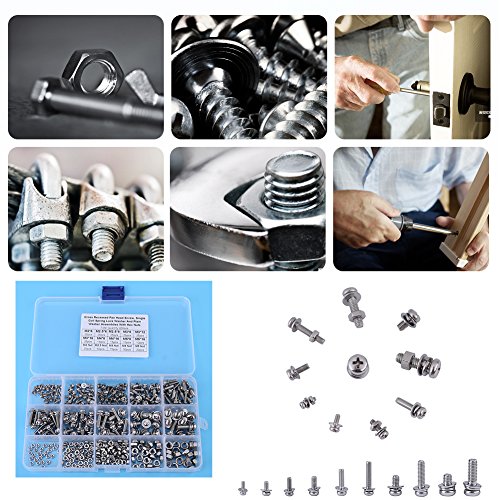 Samfox Bolts and Nuts Set Screw Set 400Pcs M2-M5 304 Stainless Steel Cross Pan Head Screws Nuts and Washer with Storage Box for Home Office - Image 2