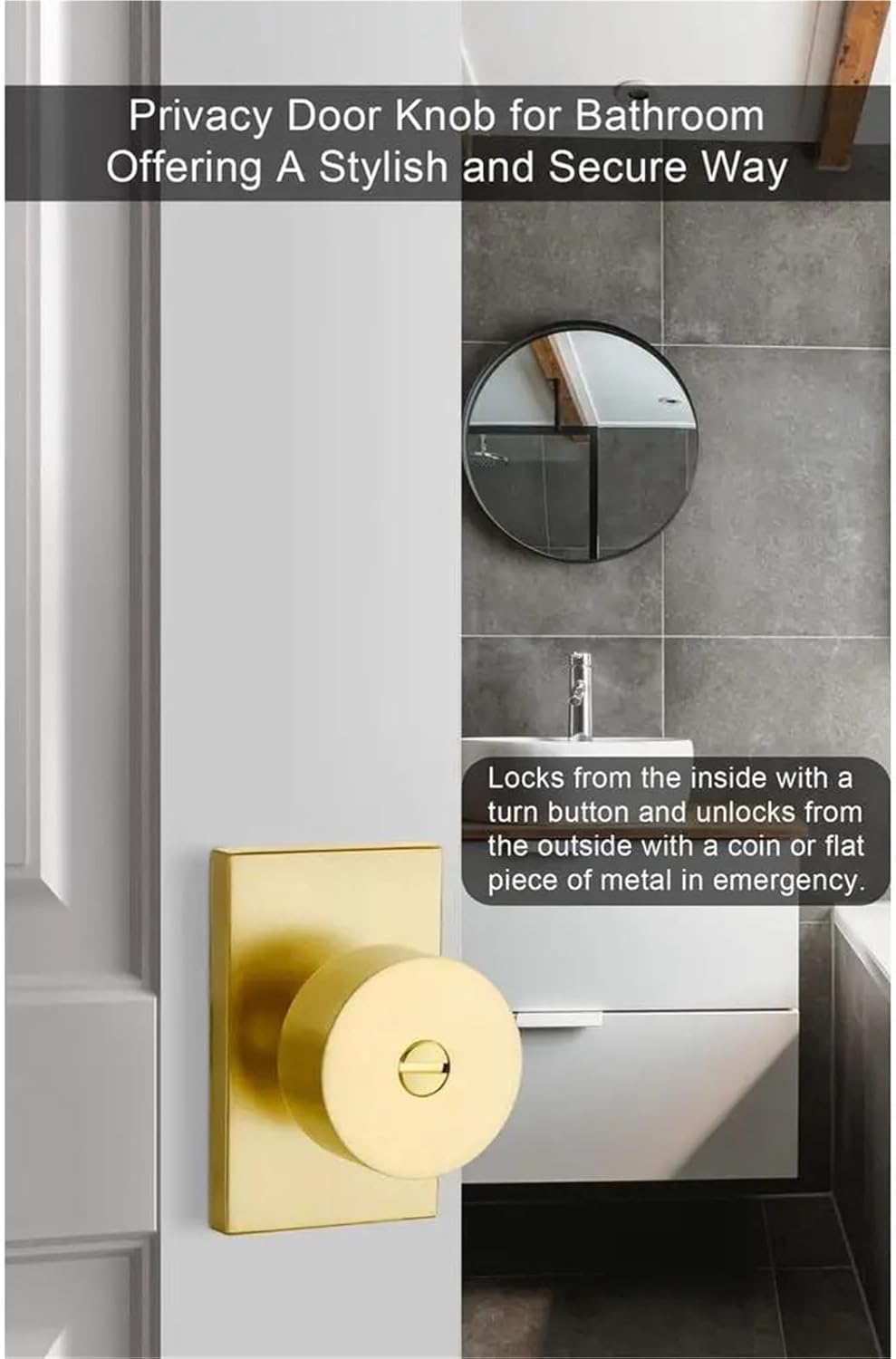 Entry Door Knob 2-Pack Interior Privacy Door Knobs Set Heavy Duty Bedroom Bathroom Lockable Knob Retrofit Kit for Bedroom