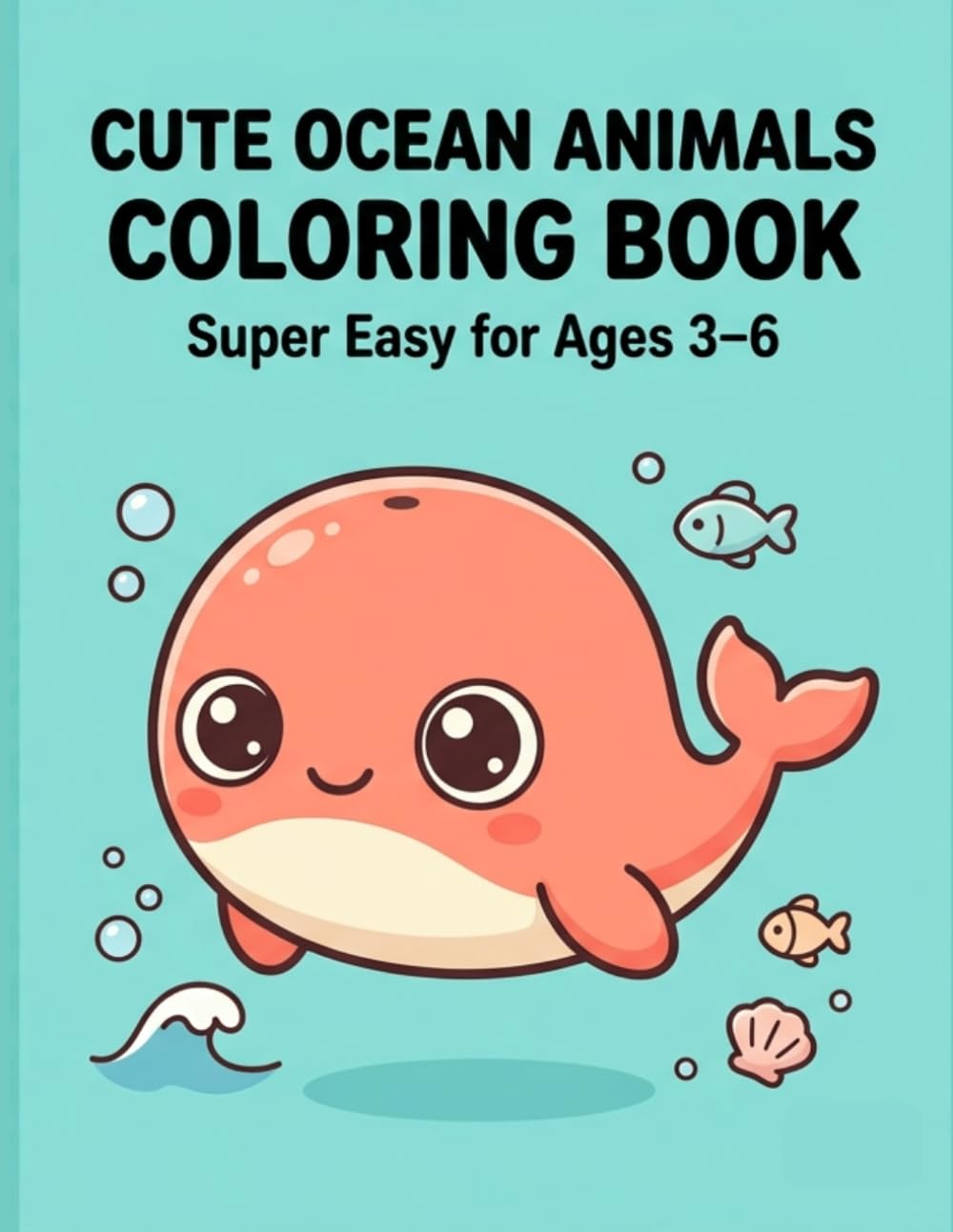 Cute Ocean Animals Coloring Book for Kids Ages 3-6: Super Easy Big Bold Lines for Toddlers and Preschoolers: Fun and Adorable Sea Creature Coloring ... — Fish, Sharks, Turtles, Dolphins and More