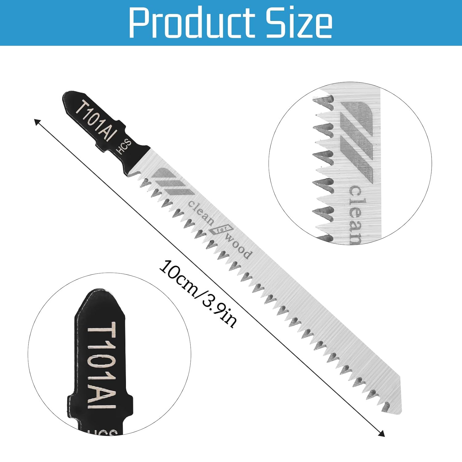 5PCS T Shank Jigsaw Blades Jig Saw Blades for Wood T101ai 4-Inch Jig Saw Blade for Quick Cutting Wood Contractor Assorted, Hardwood, Plywood, Plastic, Metal, Silver