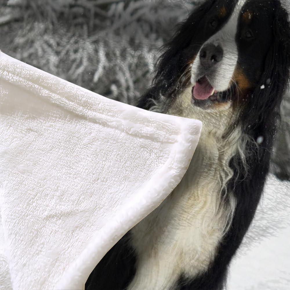 Douce Flanelle Couverture Polaire 3D Chien Montagne Bernois Microfibre Fluffy Couverture de literie 2 Personne Chien Compagnie Enfant Adultes Fille Garcon Sherpa Couverture de canapé 150x200cm