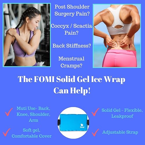 Miniatura 4 de FOMI Care - Bolsa de hielo de gel sólido para frío y caliente de alta calidad  Compresión fresca para espalda baja, hombros, rodilla, estómago