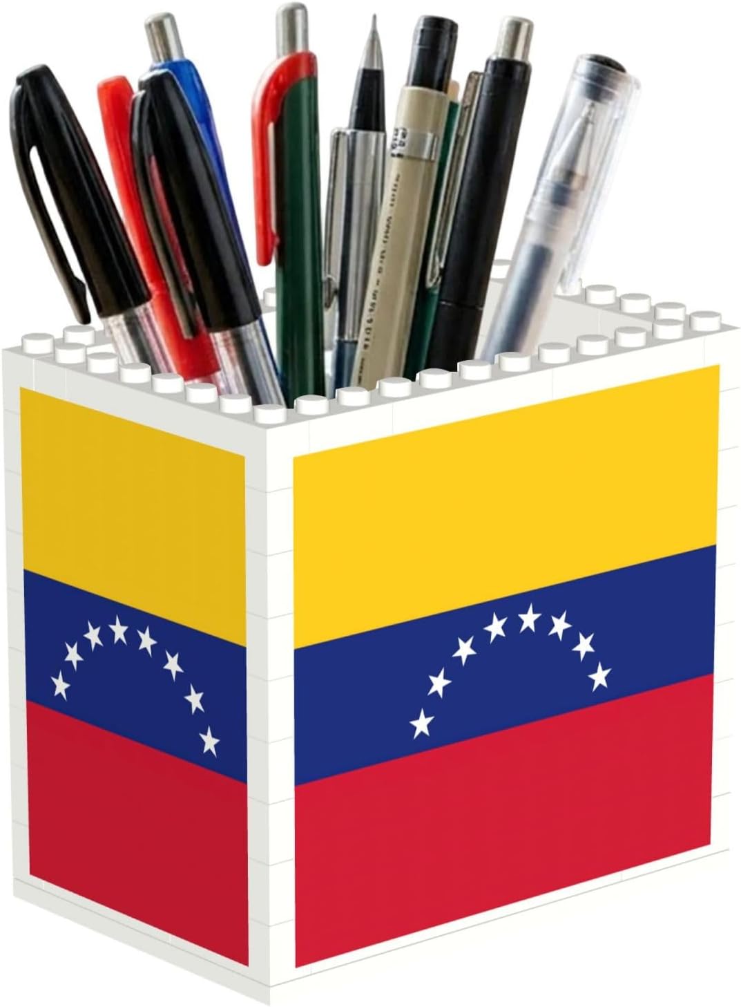 Flag Of Venezuela Print Uv Print Block Pencil Cup, Detachable Creative Block Desk Organizer Office Abs Pen Holder