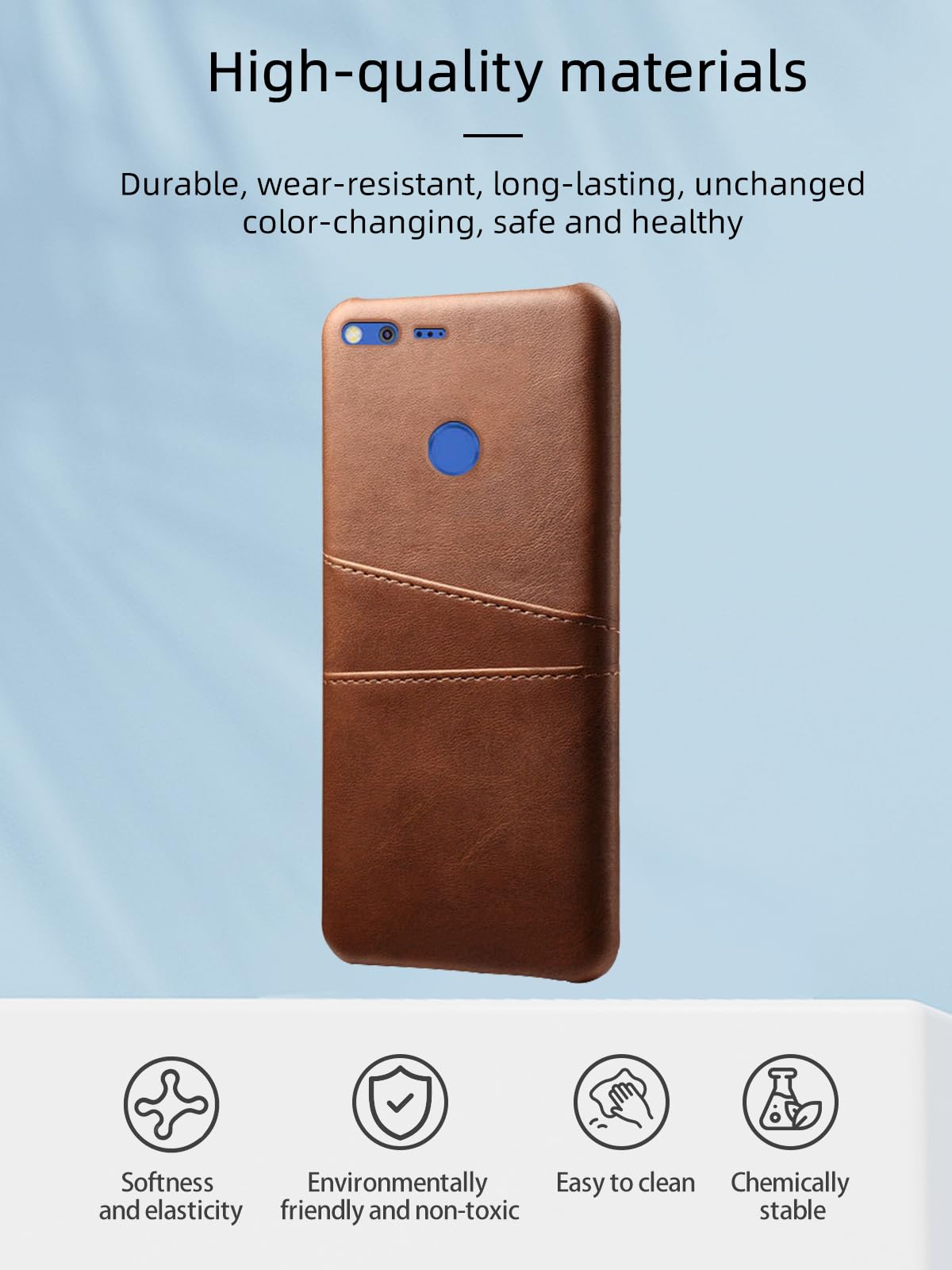 for Google Pixel 2 XL Case,UYRUREL with Card Holder Color Blocked Cowhide Phone case,Comprehensive Protection & Convenient Travel,Brown.