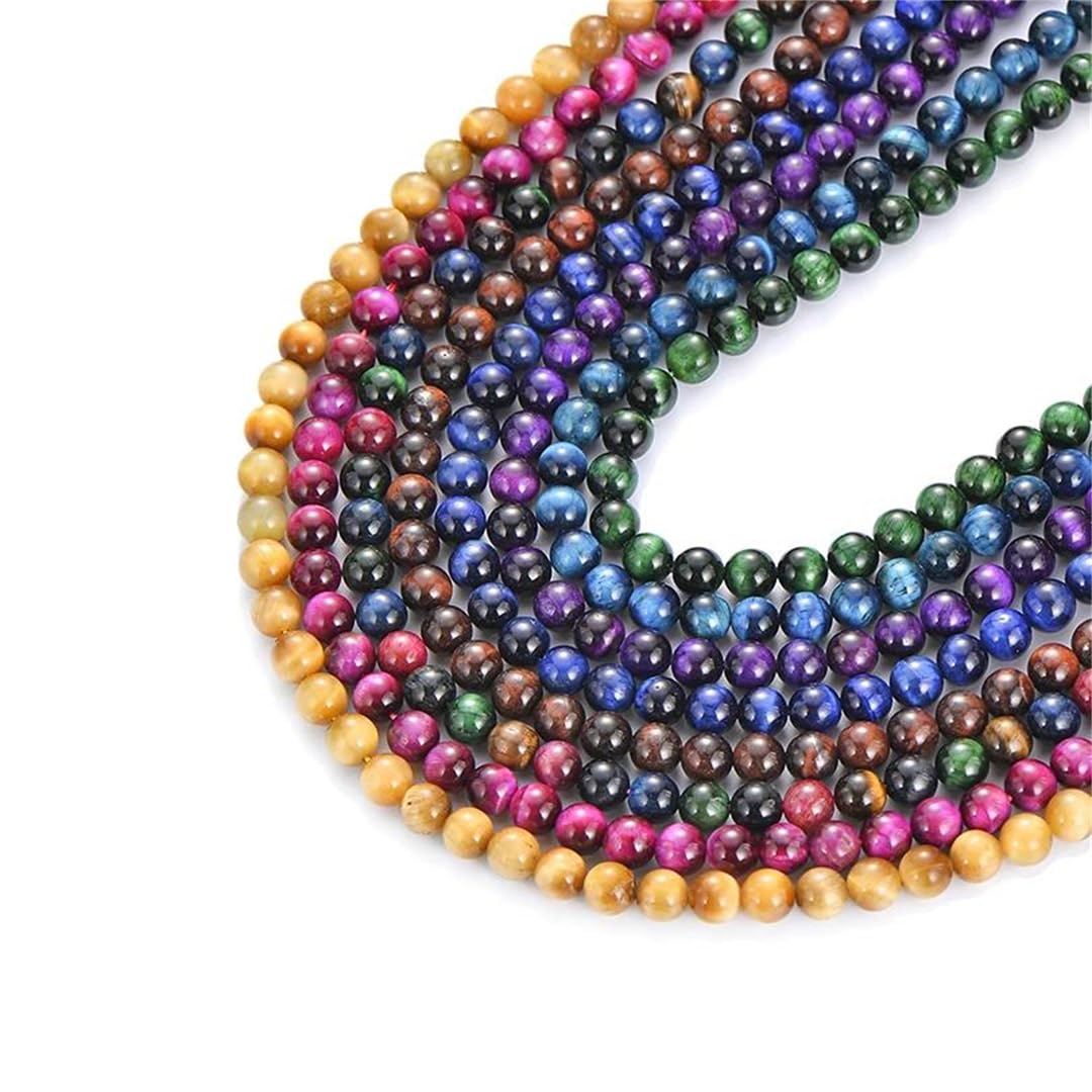 4, 6, 8, 10 mm, cuentas espaciadoras redondas de piedra natural de ojo de tigre para joyas, collares, pulseras, bricolaje