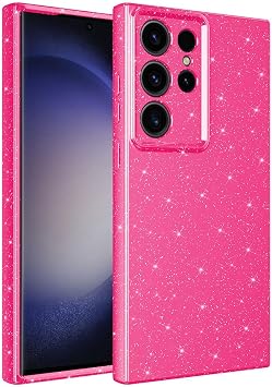 Zore Galaxy ile uyumlu S23 Ultra K l f Kamera Korumal  Simli L ks Zore Koton Kapak Pembe Koyu