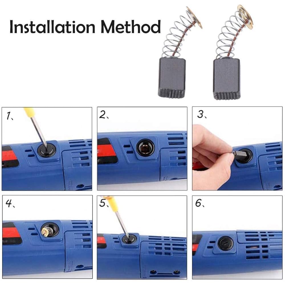 Spazzole per motore in carbonio, 10 pezzi, ricambio elettrico, spazzole per motore in carbonio per utensili elettrici