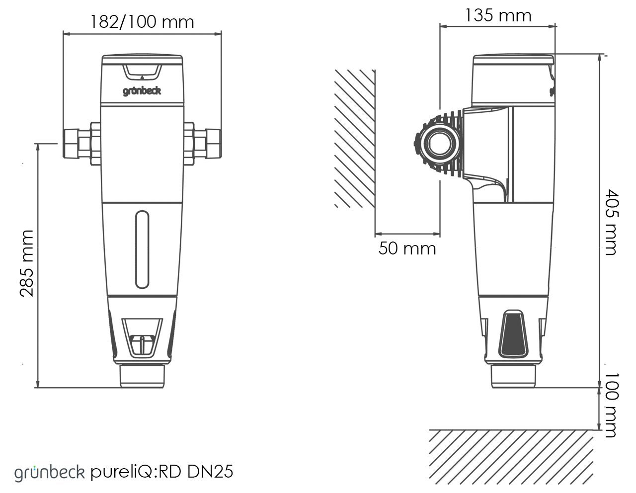 Grünbeck Rückspülfilter pureliQ:RD 25 (Filtration von Trinkwasser, schützt Wasserleitungen; DN25, 100 µm, 2,5kg) 101375