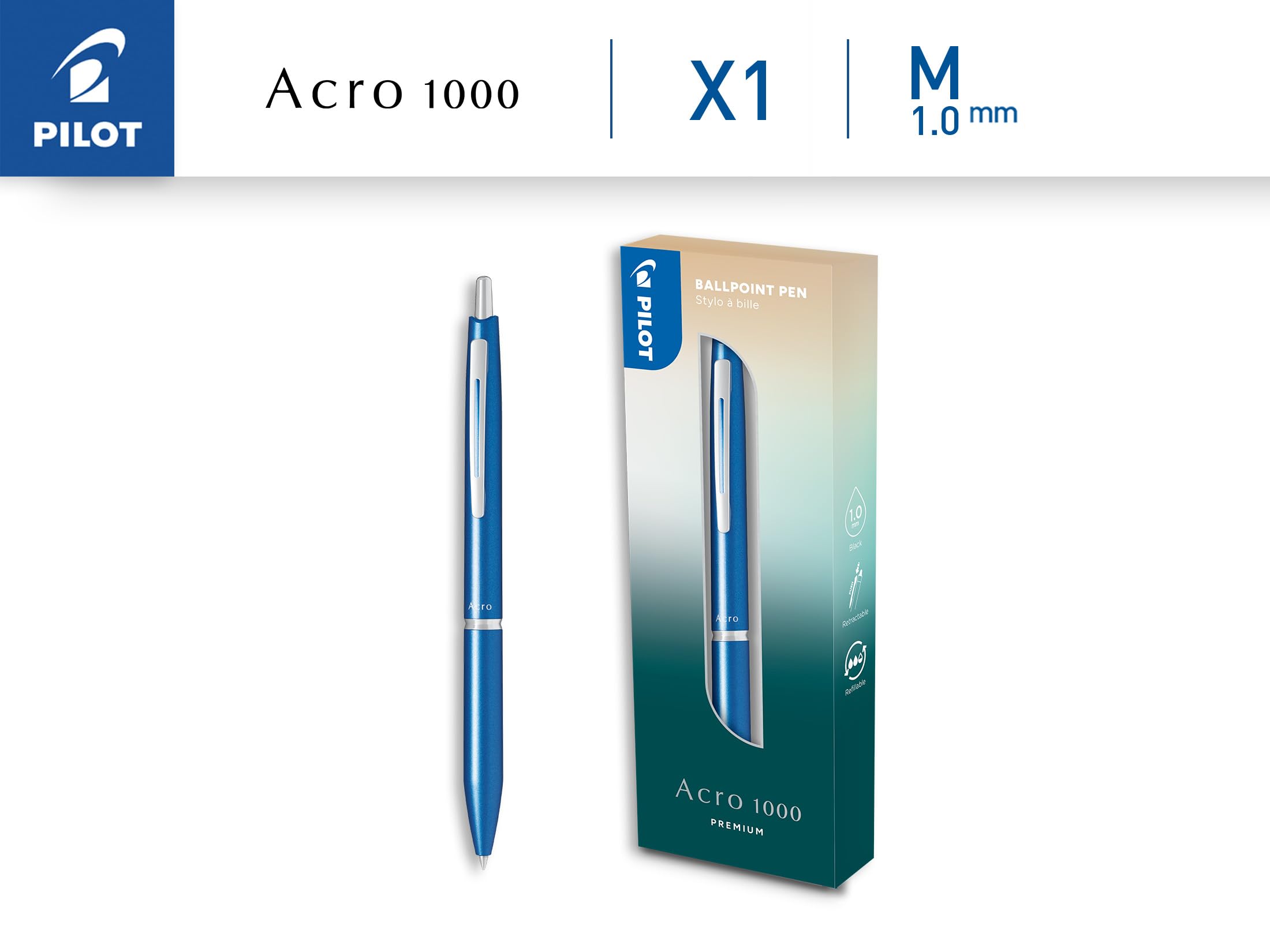 PILOT, Acro 1000 premium Ballpoint Pen in Sky Blue Gift Box, Ultra-Smooth Ink for Unmatched Writing Fluidity - Image 2