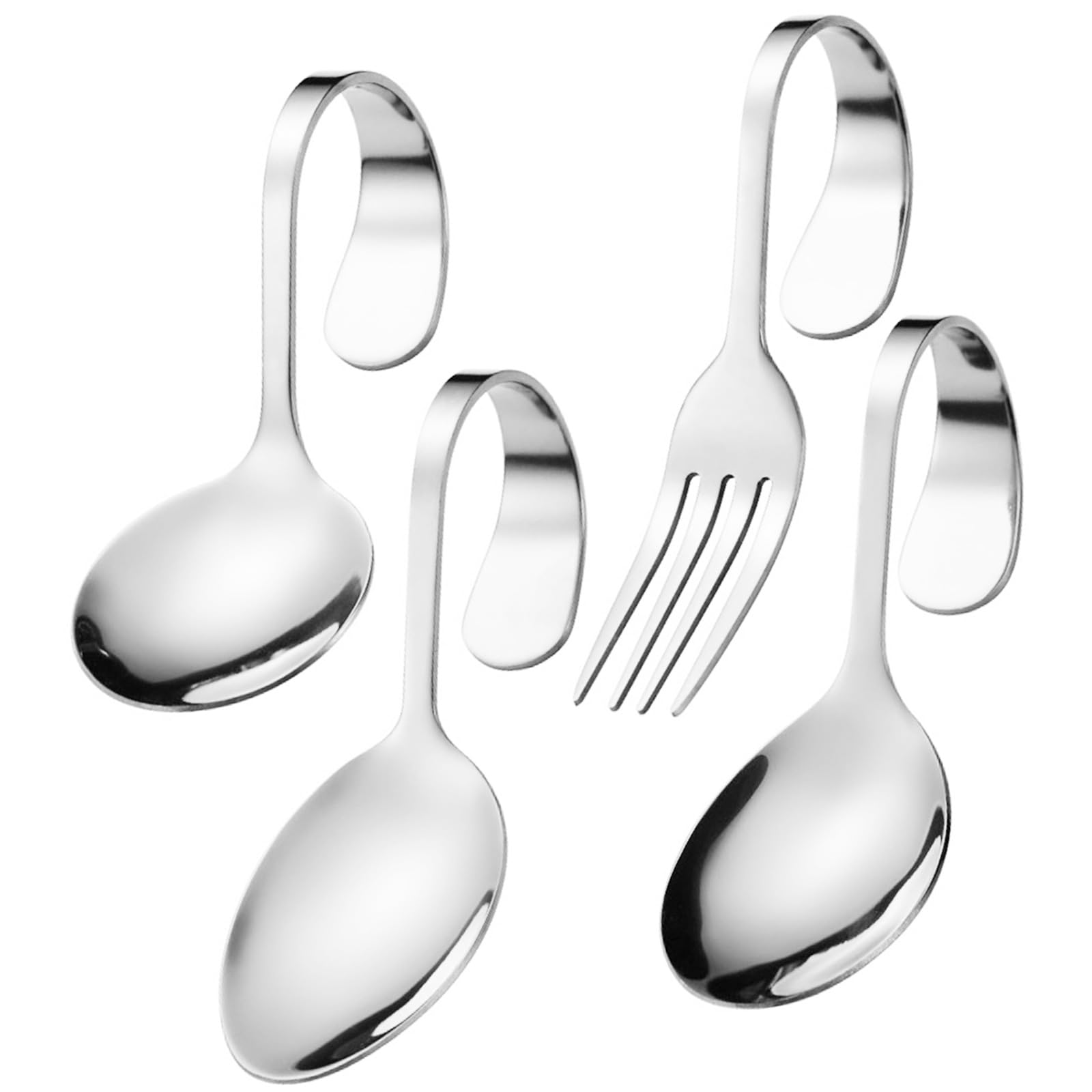 Zxfdsfdbnm Premium Stainless Steel Spoon and Fork with Innovative Bent Handle Design Camping Outdoor Meal Utensils for Various Dishes Contemporary Kitchen Cutlery