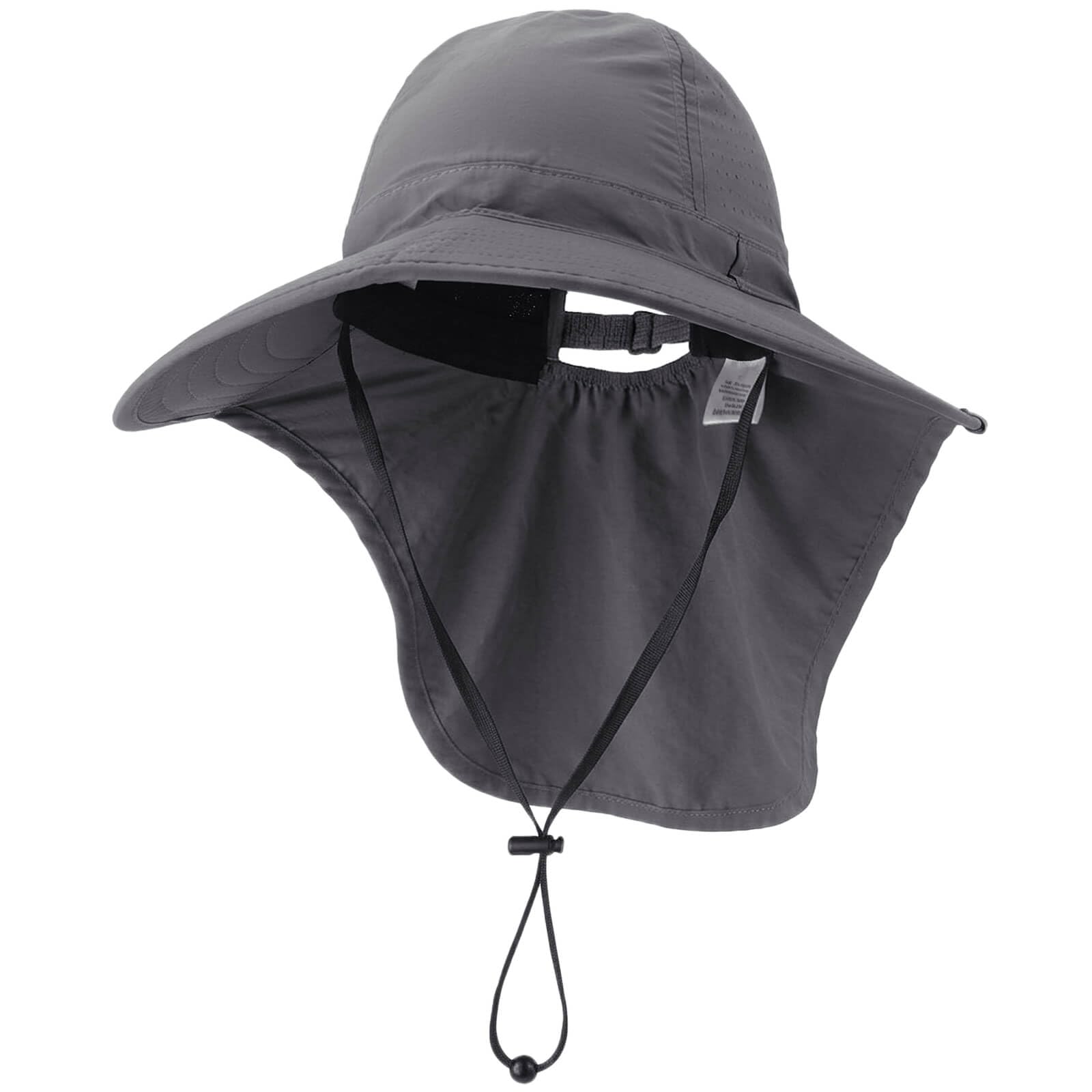 DRESHOW Outdoor Wide Brim Sun Hat with Neck Flap for Women UPF 50+ Foldable Adjustable Breathable Mesh UV Protection Beach Fishing Hats with Ponytail Hole