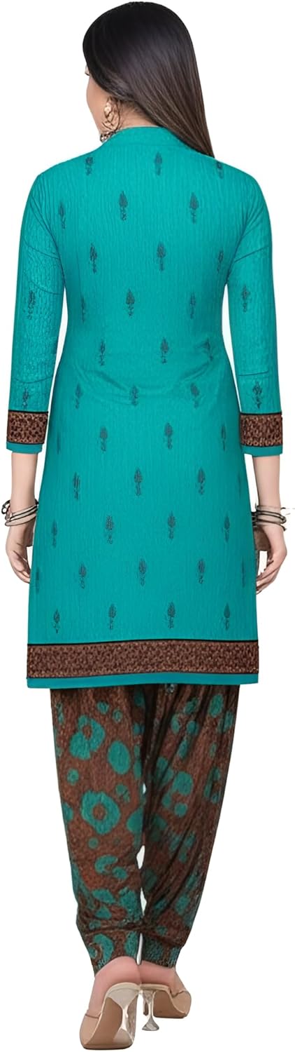 Ready To wear Printed Crepe Salwar Suit With Dupatta For Women Indian Pakistani Style