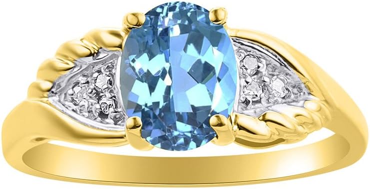 Rylos Rings For Women's 14K Gold - Gemstone & Diamond Birthstone Rings Color Stone Gemstone Jewelry For Women