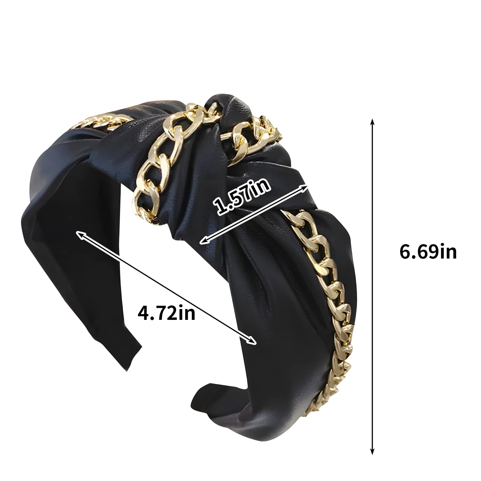 Black Quilted Leather Headband with Gold Logo Plaque Chereen Headband -- Black Gold – Jennifer Behr LLC main image 2