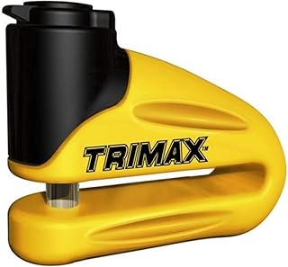 Best Trimax T665LY Hardened Metal Disc Lock - Yellow 10mm Pin (Long Throat) with Pouch & Reminder Cable Review 