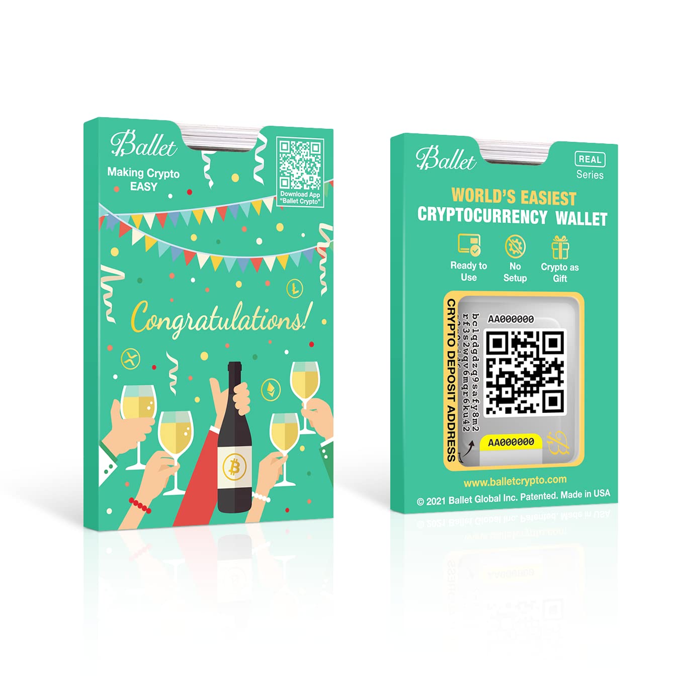 Ballet 3-Pack Gift Set Real Bitcoin - The Easiest Crypto Cold Storage Card - Cryptocurrency Hardware Wallet with Multicurrency and NFT Support