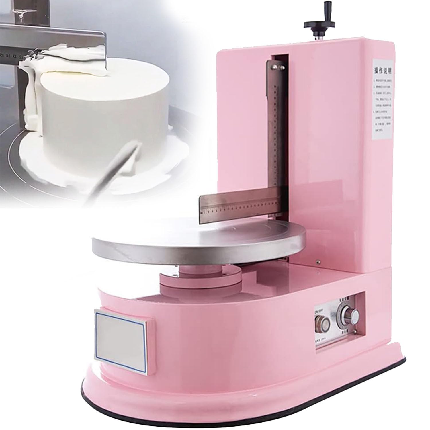 Qiang Automatique D'épandeur Décoration Crème Niveleur,4-12 Pouces Réglable Gâteau Grattoir Crème Spatule Outil De Cuisson Edges Lisseur Machine Glaçage Plateau Tournant 36Cm,Pink