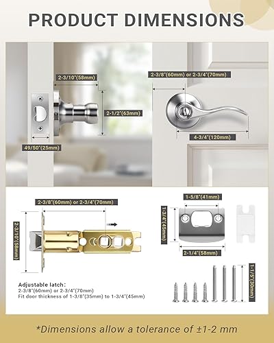 Vista 19 de KNOBWELL Paquete de 2 pomos de puerta de bronce, palancas interiores para dormitorio, baño, cepillo frotado sin llave, manija de puerta de Bronce