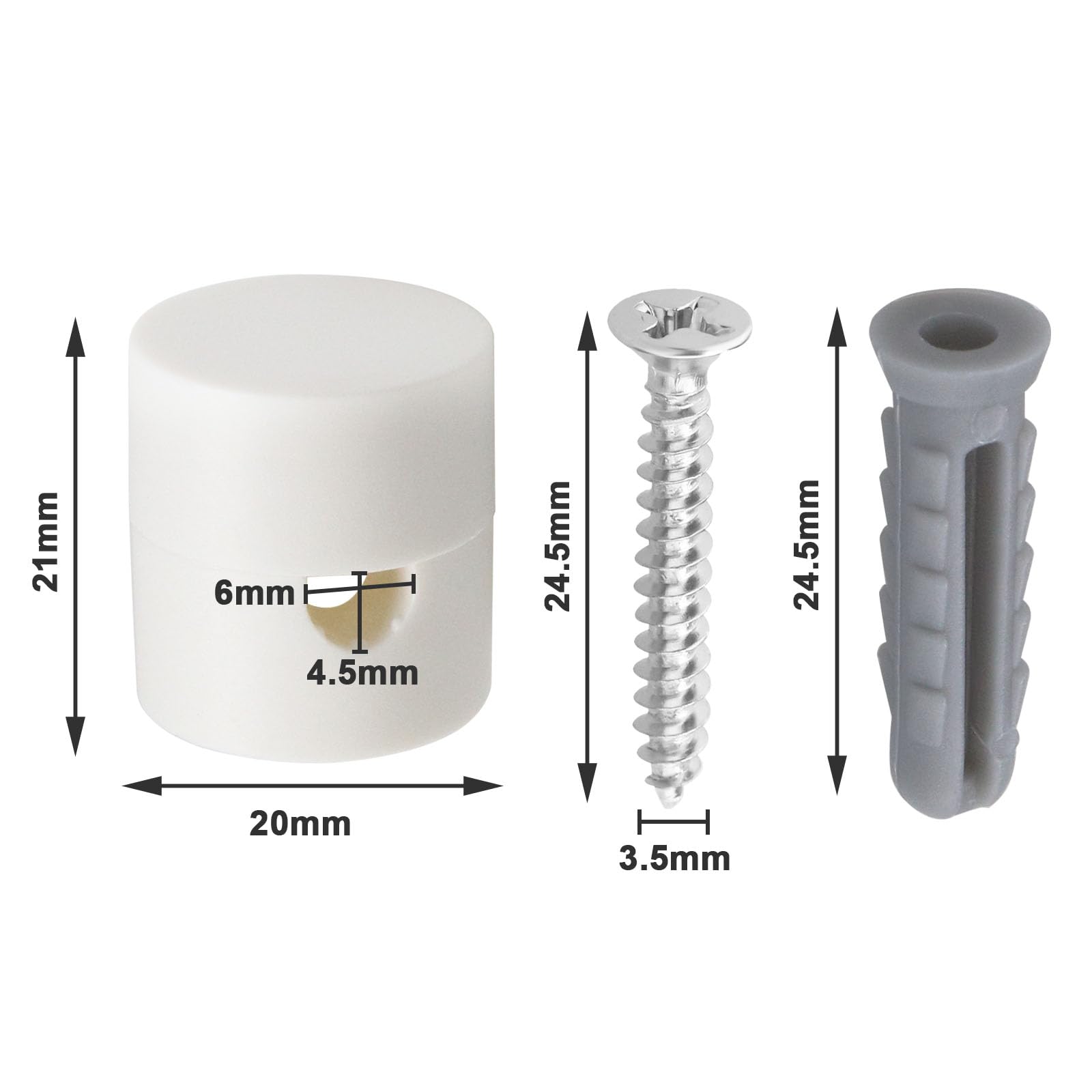 SG Store 5Pcs Ceiling Decentralizers Cable Holder Ceiling Mounts for Lamps DIY Textile Cable with 5pcs Screws and 5pcs Dowels White - Image 4